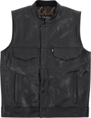 THRASHIN SUPPLY CO. Mulholland Leather Riding Vest - Black - Small TMJ-14-08