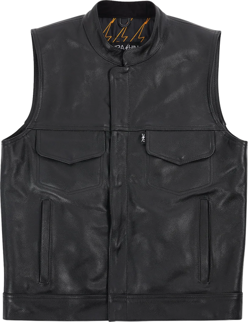 THRASHIN SUPPLY CO. Mulholland Leather Riding Vest - Black - Small TMJ-14-08