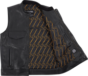 THRASHIN SUPPLY CO. Mulholland Leather Riding Vest - Black - Small TMJ-14-08
