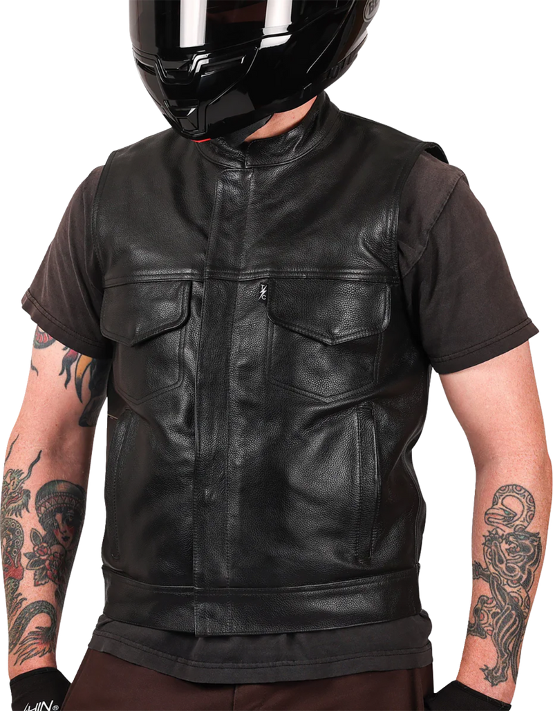 THRASHIN SUPPLY CO. Mulholland Leather Riding Vest - Black - Small TMJ-14-08