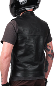 THRASHIN SUPPLY CO. Mulholland Leather Riding Vest - Black - Small TMJ-14-08