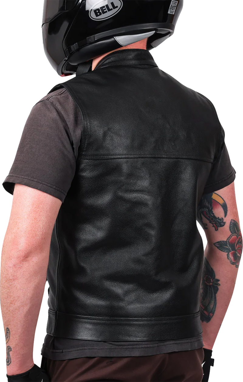 THRASHIN SUPPLY CO. Mulholland Leather Riding Vest - Black - Small TMJ-14-08