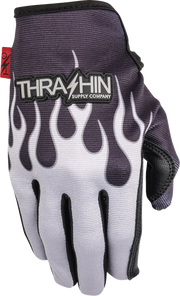 THRASHIN SUPPLY CO. Stealth Leather Palm Flame Gloves - Gray - Small SV1-22-08