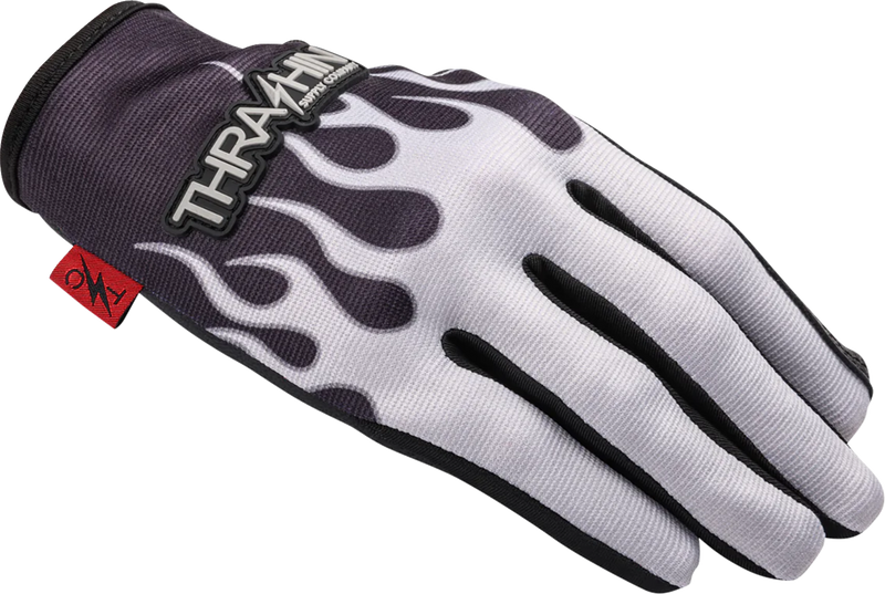 THRASHIN SUPPLY CO. Stealth Leather Palm Flame Gloves - Gray - Small SV1-22-08
