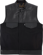 THRASHIN SUPPLY CO. Kanan Leather/Denim Riding Vest - Black - Small TMJ-13-08