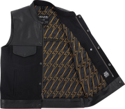 THRASHIN SUPPLY CO. Kanan Leather/Denim Riding Vest - Black - Small TMJ-13-08