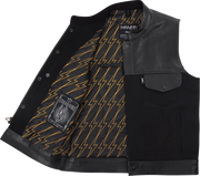 THRASHIN SUPPLY CO. Kanan Leather/Denim Riding Vest - Black - Small TMJ-13-08