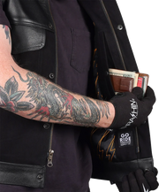 THRASHIN SUPPLY CO. Kanan Leather/Denim Riding Vest - Black - Small TMJ-13-08