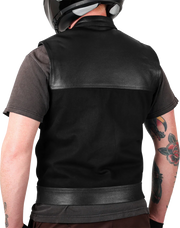 THRASHIN SUPPLY CO. Kanan Leather/Denim Riding Vest - Black - Small TMJ-13-08