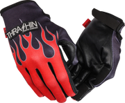 THRASHIN SUPPLY CO. Stealth Leather Palm Flame Gloves - Red - Small SV1-21-08