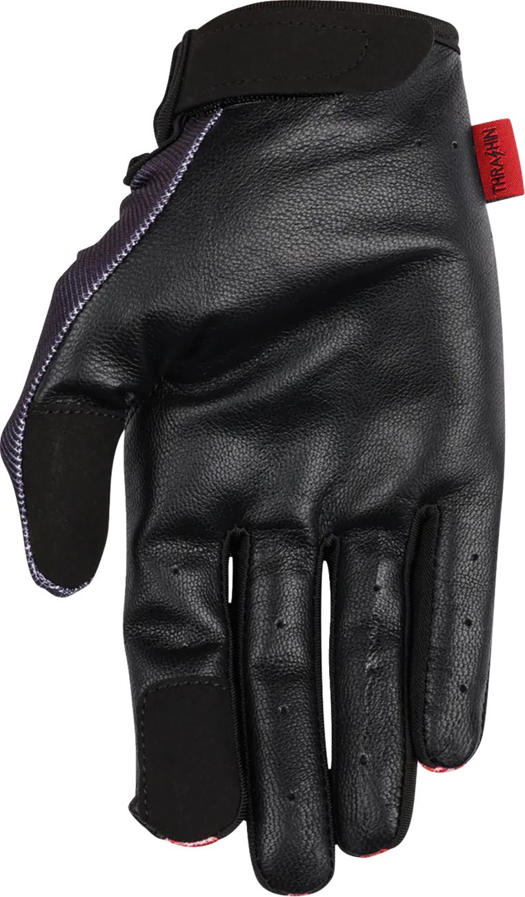 THRASHIN SUPPLY CO. Stealth Leather Palm Flame Gloves - Red - Small SV1-21-08
