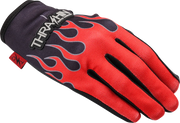THRASHIN SUPPLY CO. Stealth Leather Palm Flame Gloves - Red - Small SV1-21-08