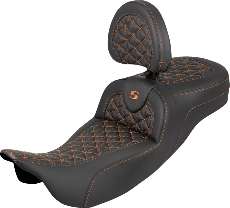 SADDLEMEN RoadSofa™ Tri-Gripper Seat - Extended Reach - w/ B - Orange