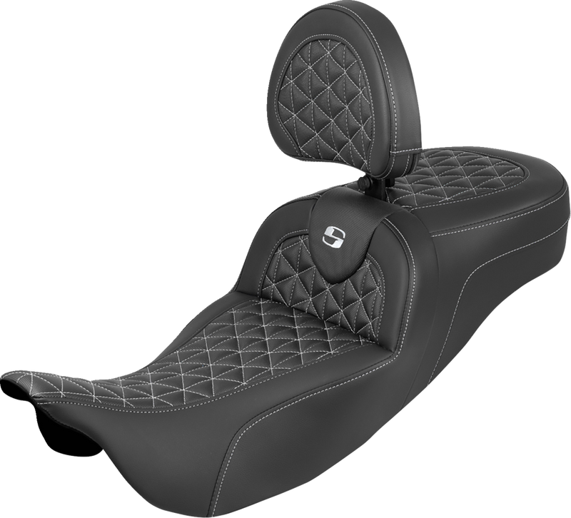 SADDLEMEN RoadSofa™ Tri-Gripper Seat - Extended Reach - w/ B - White