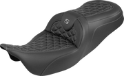 SADDLEMEN RoadSofa™ Tri Gripper Seat - Standard Reach - Gray Stitch - w/o Backrest - FLH/FLT '08-'25 808-07B-21002
