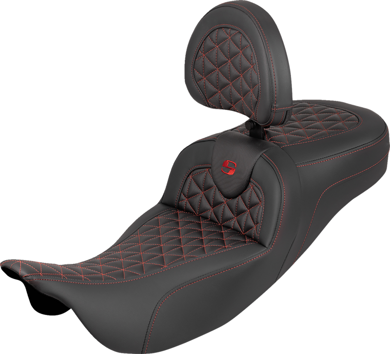 SADDLEMEN RoadSofa™ Tri-Gripper Seat - Extended Reach - w/ B - Red