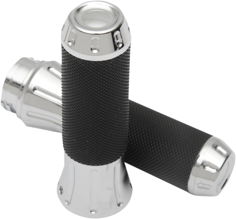 DRAG SPECIALTIES Custom Shot-Peened Grips - Cable - Chrome