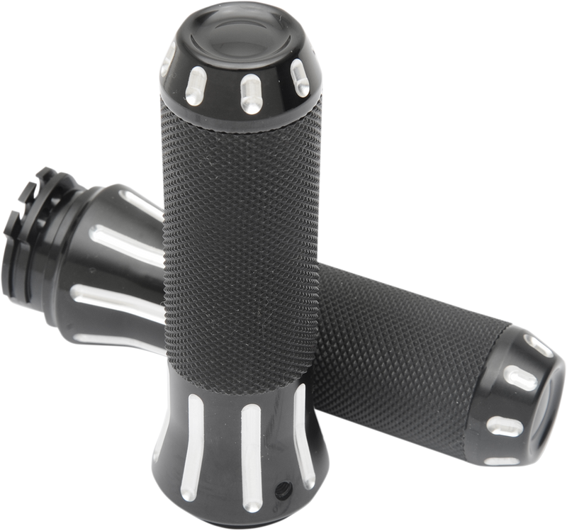 DRAG SPECIALTIES Custom Shot-Peened Grips - Cable - Black / Contrast Cut