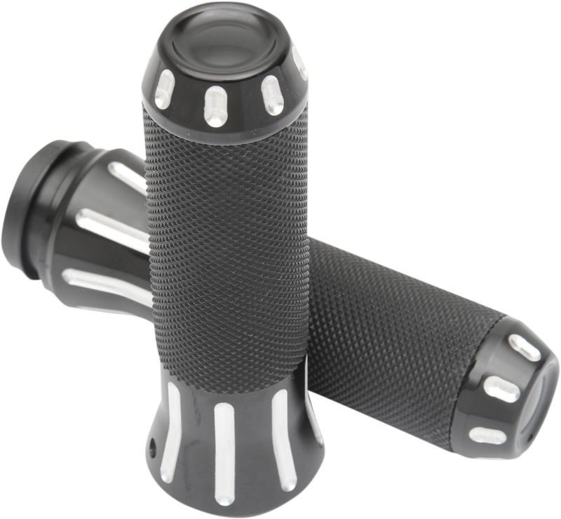 DRAG SPECIALTIES Custom Shot-Peened Grips - TBW - Black / Contrast Cut