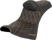 SADDLEMEN Pro Series SDC Performance Seat - w/ Backrest - Orange Stitch - Gripper - FXBB/FXST '18-'25 SC81830DB3