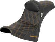 SADDLEMEN Pro Series SDC Performance Seat - w/ Backrest - Gold Stitch - Gripper - FXBB/FXST '18-'25 SC81830DB7