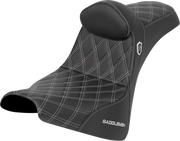 SADDLEMEN Pro Series SDC Performance Seat - w/ Backrest - Silver Stitch - Gripper - FXBB/FXST '18-'25 SC81830DB5