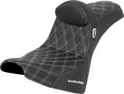 SADDLEMEN Pro Series SDC Performance Seat - w/ Backrest - White Stitch - Gripper - FXBB/FXST '18-'25 SC81830DB6