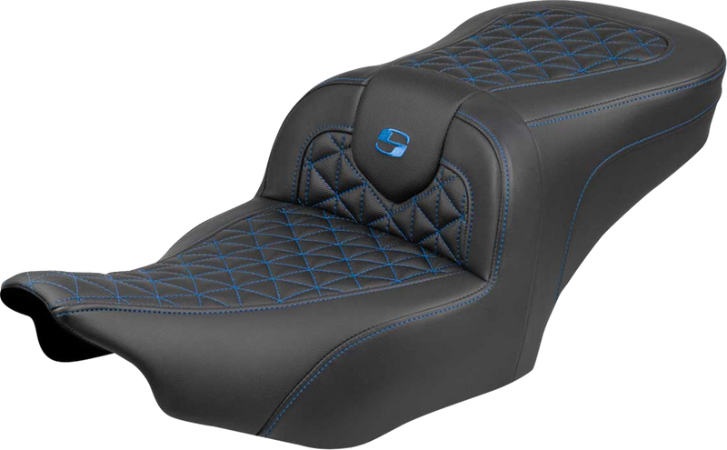SADDLEMEN Roadsofa™ Seat - without Backrest - Blue Stitch - FLH/FLT '23-'25 823-07-21001