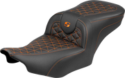 SADDLEMEN Roadsofa™ Seat - without Backrest - Orange Stitch - FLH/FLT '23-'25 823-07-21003