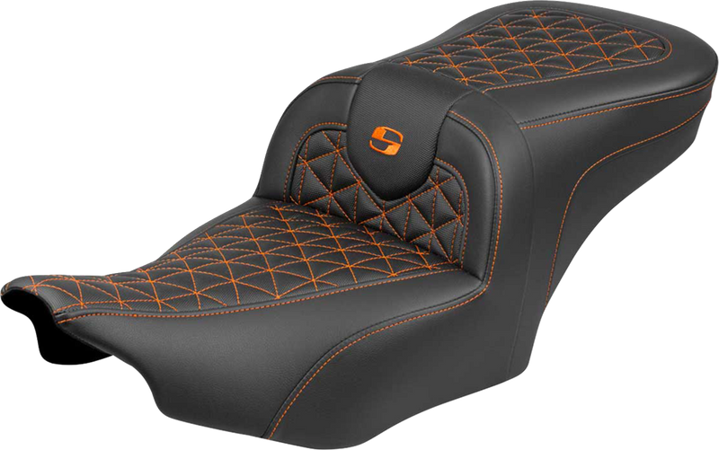 SADDLEMEN Roadsofa™ Seat - without Backrest - Orange Stitch - FLH/FLT '23-'25 823-07-21003