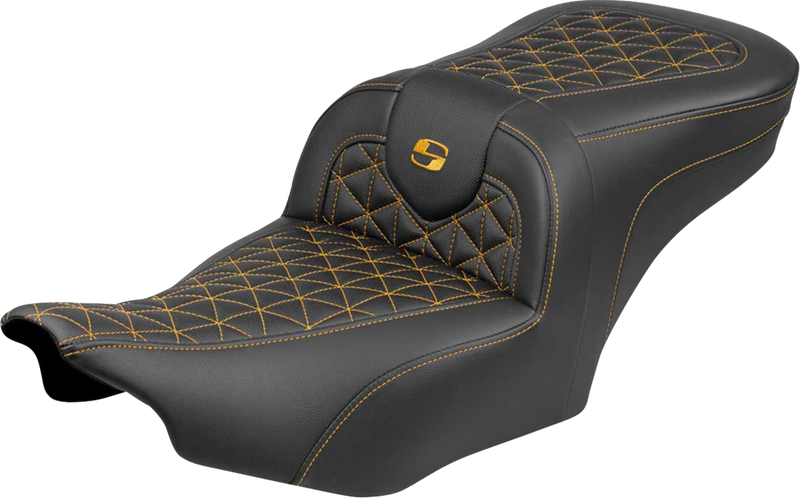 SADDLEMEN Roadsofa™ Seat - without Backrest - Gold Stitch - FLH/FLT '23-'25 823-07-21007
