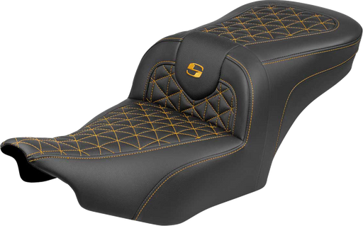 SADDLEMEN Roadsofa™ Seat - without Backrest - Gold Stitch - FLH/FLT '23-'25 823-07-21007