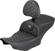 SADDLEMEN Roadsofa™ Seat - with Backrest - Silver Stitch - FLH/FLT '23-'25 823-07-210B5