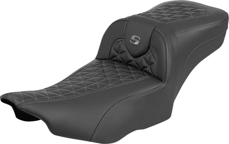 SADDLEMEN Roadsofa™ Extended Reach Seat - without Backrest - Gray Stitch - FLH/FLT '23-'25 823-07-21102