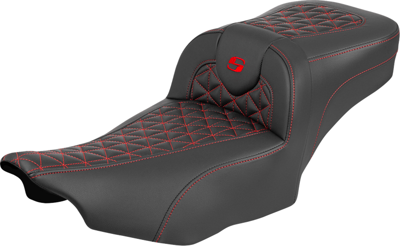 SADDLEMEN Roadsofa™ Extended Reach Seat - without Backrest - Red Stitch - FLH/FLT '23-'25 823-07-21104