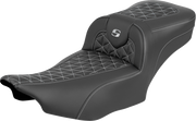 SADDLEMEN Roadsofa™ Extended Reach Seat - without Backrest - Silver Stitch - FLH/FLT '23-'25 823-07-21105
