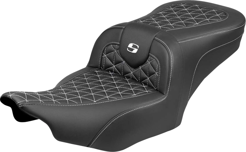 SADDLEMEN Roadsofa™ Seat - without Backrest - White Stitch - FLH/FLT '23-'25 823-07-21006