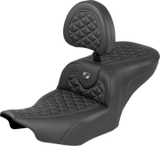 SADDLEMEN Roadsofa™ Seat - with Backrest - Gray Stitch - FLH/FLT '23-'25 823-07-210B2