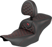 SADDLEMEN Roadsofa™ Seat - with Backrest - Red Stitch - FLH/FLT '23-'25 823-07-210B4