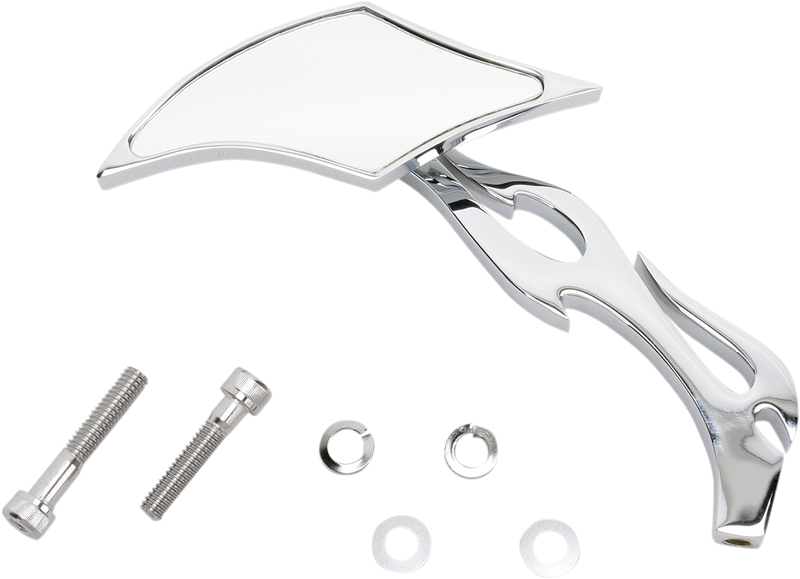 DRAG SPECIALTIES Mirror - Gothic/Flame - Side View - Diamond - Chrome - Left