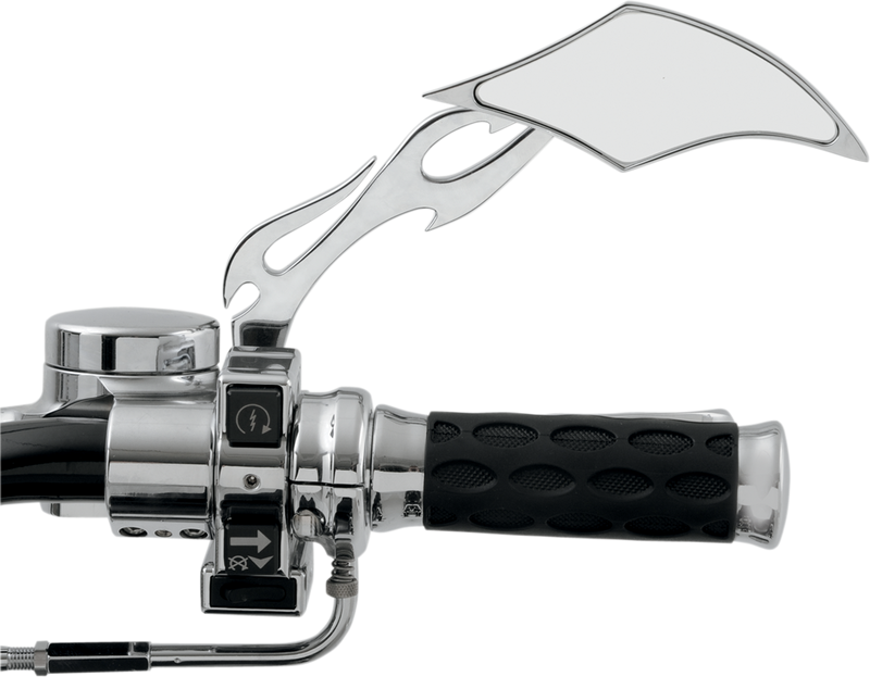 DRAG SPECIALTIES Mirror - Gothic/Flame - Side View - Diamond - Chrome - Right