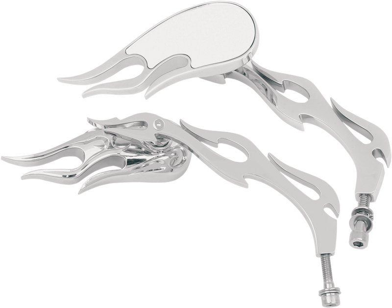 DRAG SPECIALTIES Flame Style Die-Cast Mirrors - Chrome