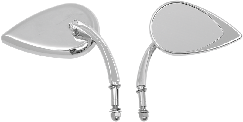 DRAG SPECIALTIES Mirror - Side View - Teardrop - Chrome - Curved/Short Stem - Left/Right