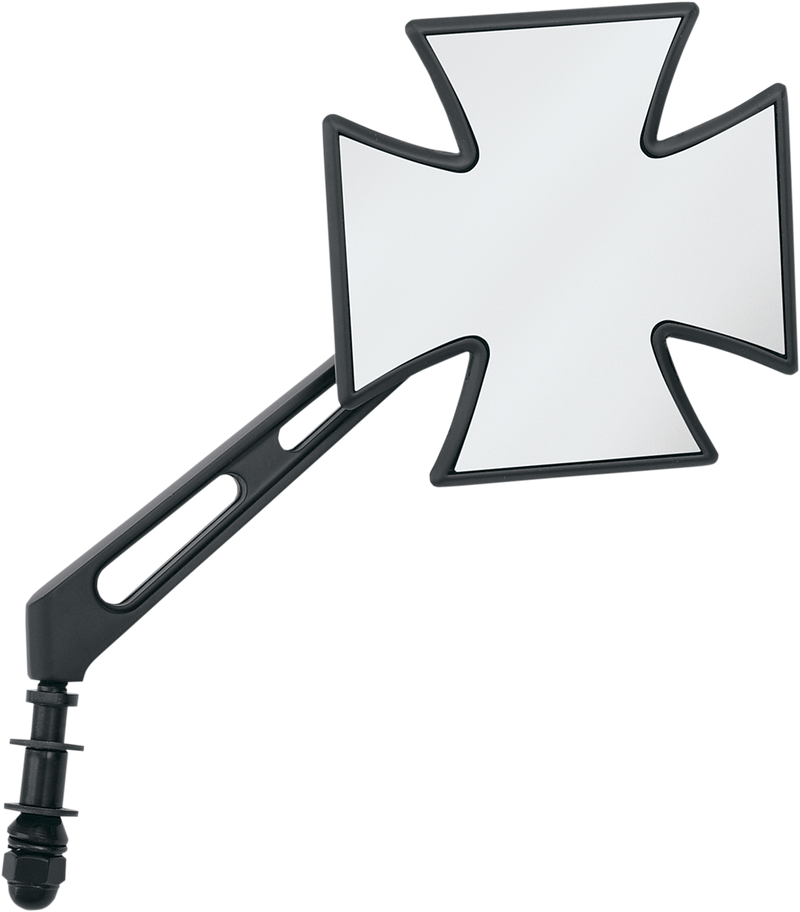 DRAG SPECIALTIES Die-cast Maltese Cross Mirror - Air-Glide Stem - Matte Black