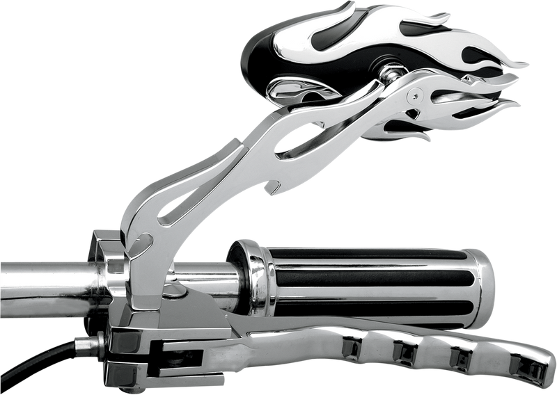 DRAG SPECIALTIES Die-cast Flame Oval Mirror - Black/Chrome