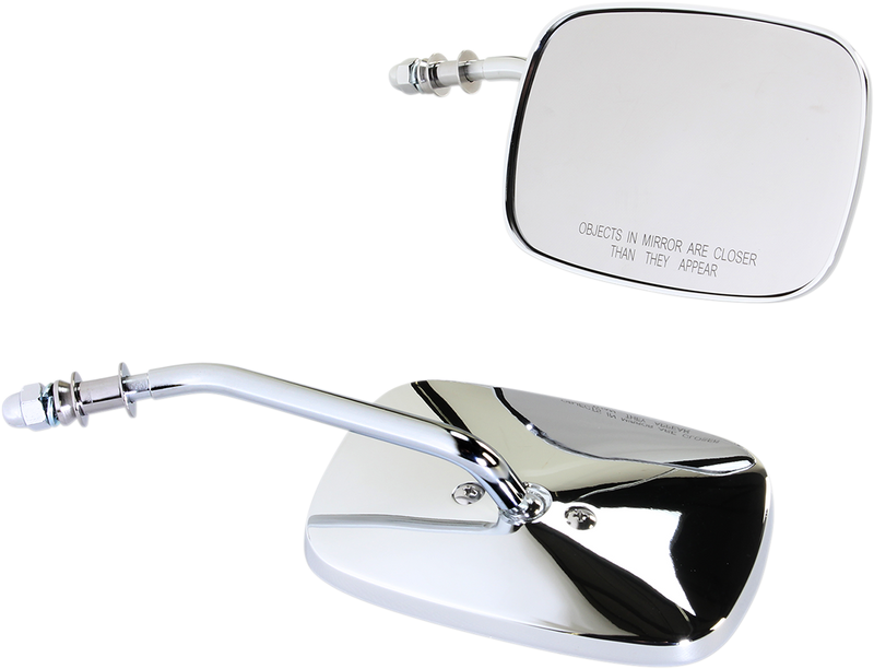 DRAG SPECIALTIES Replacement Short Stem Rectangle Mirrors  Set - Chrome