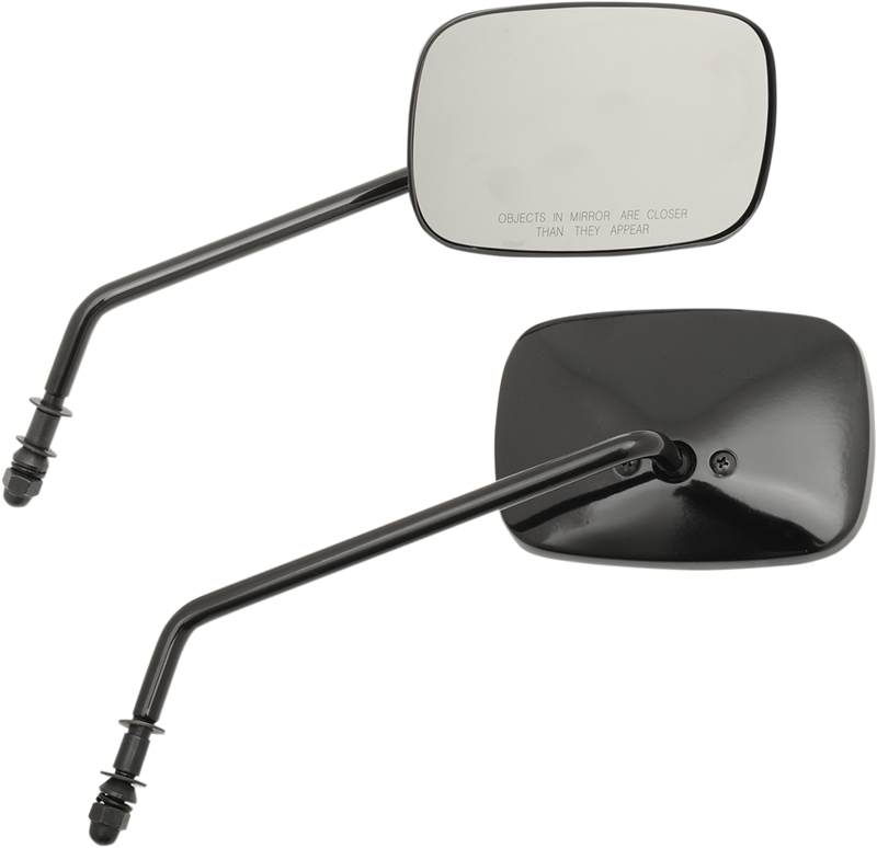 DRAG SPECIALTIES Replacement Long Stem Rectangle Mirrors  Set - Gloss Black