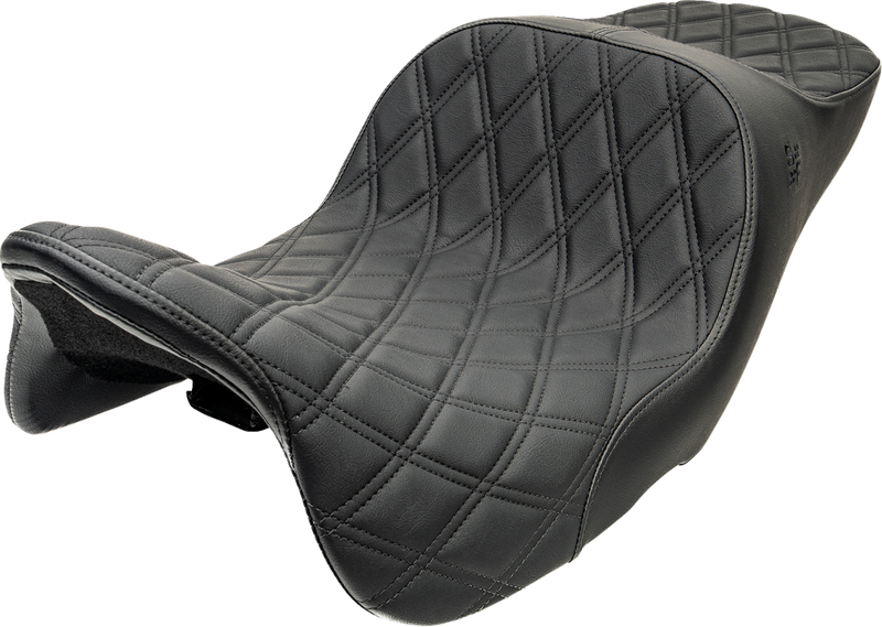 SLYFOX Chariot Seat - Black Double Diamond Stitch - Black Logo - FLH/FLT '09-'23.5 4723C