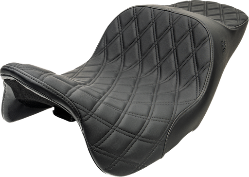 SLYFOX Chariot Seat - Black Double Diamond Stitch - Black Logo - FLH/FLT '09-'23.5 4723C