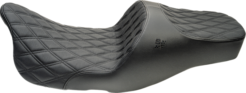 SLYFOX Chariot Seat - Black Double Diamond Stitch - Black Logo - FLH/FLT '09-'23.5 4723C